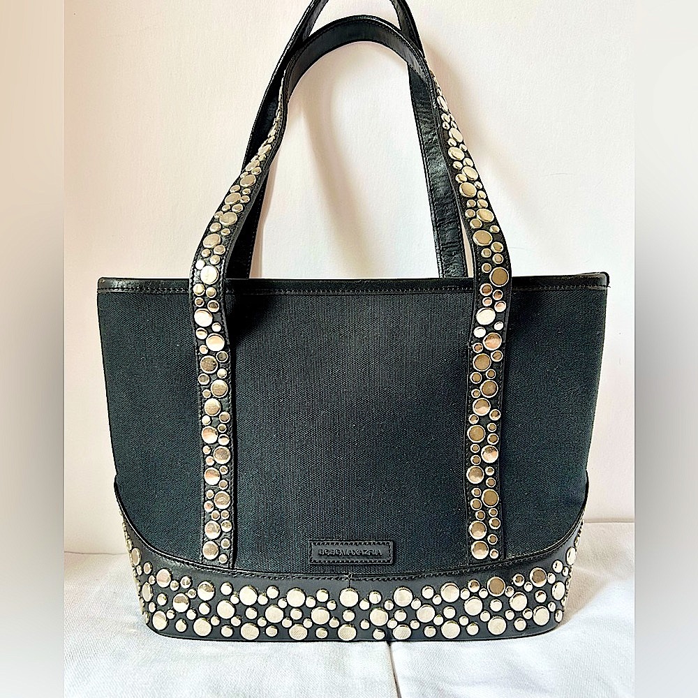 BCBGMAXAZRIA Black Handbag W/ Silver Studs